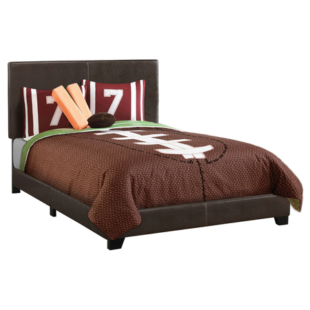 MONARCH SPECIALTIES Bed, Full Size, Platform, Bedroom, Frame, Upholstered, Pu Leather Look, Wood Legs, Brown I 5910F